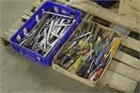 BOX OF WRENCHES WITH BOX OF SCREW DRIVERS