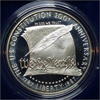 1987 US Constitution Proof Silver Dollar MIB