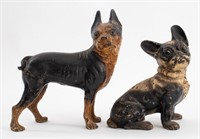 Cold-Painted Cast Iron Terrier Form Doorstops, 2