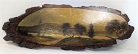 Saskatchewan River Painting On Piece Of Live Wood