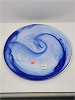 Large Blue Swirl Glass Charger Plate
