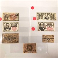 7 United States fractional currency - 3 cents to