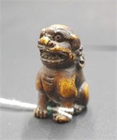 Antique Japanese carved ivory Foo dog netsuke