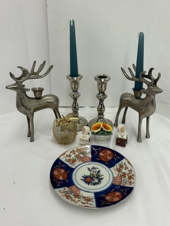 Antique Japanese Plate With Candle Holders/Home