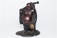 Japanese Bronze Figure of Hotei Buddha as Traveler