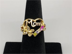 Multi Stone Gold Tone Mother's Ring