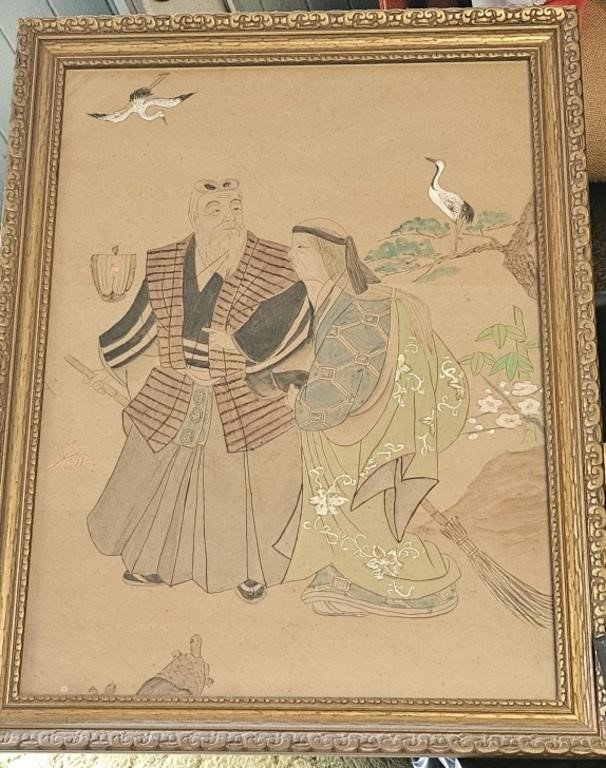 Antique Japanese painting 23x18 signed