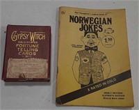 Fortune telling cards and Norwegian jokes book