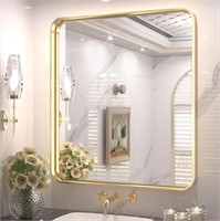 TETOTE 32x36 Inch Brushed Gold Frame Mirror