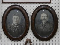 PAIR OF CONVEX GLASS FRAMED PORTRAITS