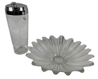 VTG Star Shaped Glass Platter & Cocktail Shaker