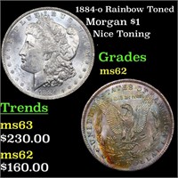 1884-o Rainbow Toned Morgan Dollar $1 Grades Selec