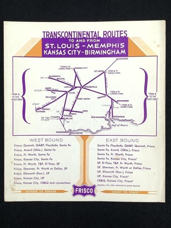 Frisco Transcontinental Routes Freight Traffic