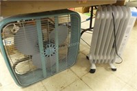 Holmes electric heater & vintage box fan