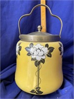 Yellow Bisquit Jar w metal lid (England Scotland)