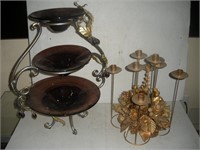 Glass and Metal 3 Tier Stand and Candelabra