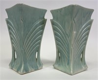 McCoy Pottery 9" Art Deco Turquoise Vases