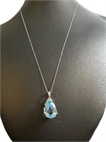 Pear Cut 5.30 ct Natural Swiss Blue Topaz Necklace