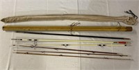 Antique Fishing Rod Case W/ Incomplete Rods