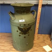 Old Painted Milk Can w/American Eagle On It