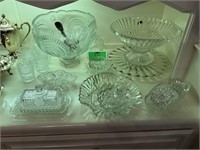 Cut & Pressed Glass Bowls + Candle Holders + Cups