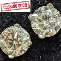 $3965 14K  Diamond (0.86Ct,Si1-2,Light Brown) Earr