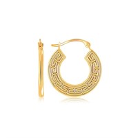 14k Gold Greek Key Small Hoop Earrings