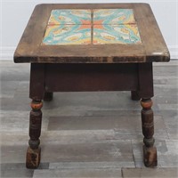 Mission oak Arts and Crafts tile-top side table