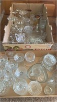 2 boxes of glassware: goblets, sugar bowl, hat,