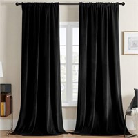 Joydeco Black Velvet Curtains 90 inch Length 2