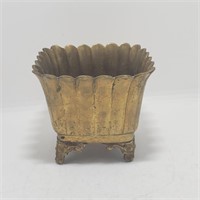 Vintage heavy brass footed plant holder