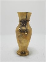 Vintage Brass Vase Tassel Rope Detail 6 Inches