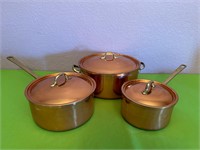 Copper Pots Sauce Pans w Lids Made in Portugal