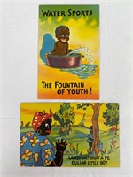 Two Vtg Black Americana Colortone Postcards Unused