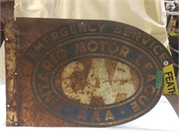 Double sided CAA Ontario Motor League steel sign