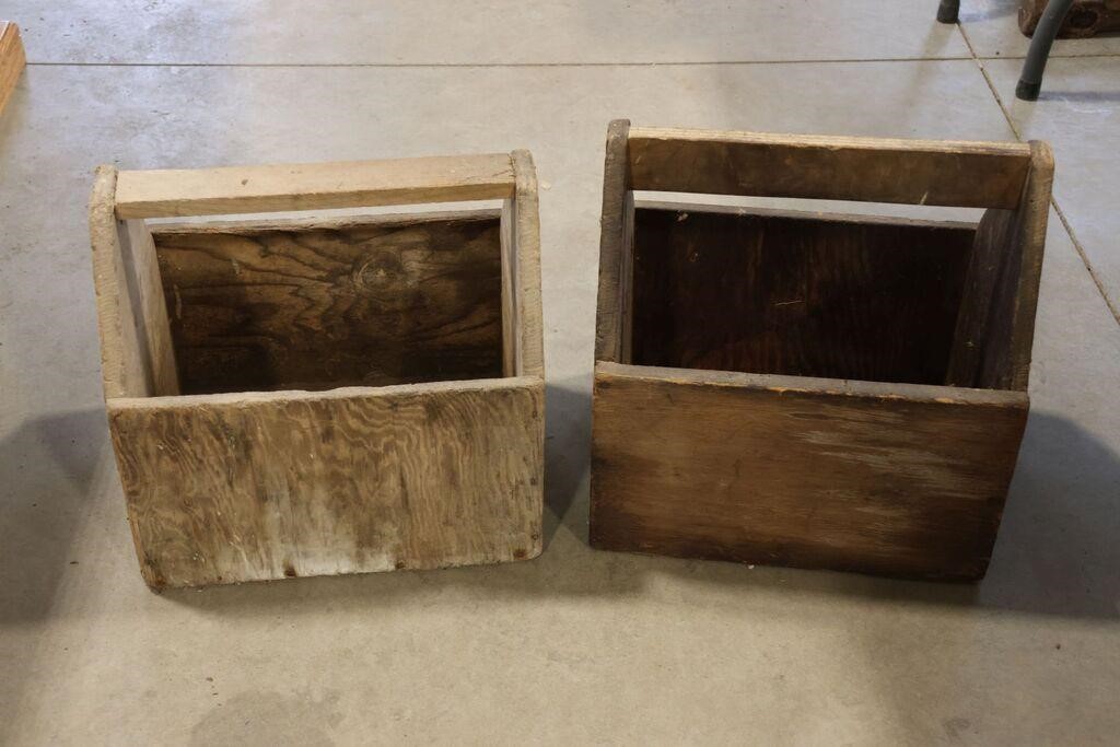 2 ANTIQUE WOODEN TOOLBOXES