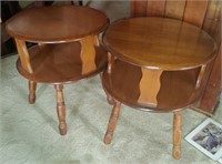 Two Wooden Round Tables 22" x 25"