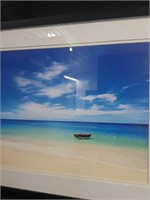 Framed Tropical Ocean Scene With Boat