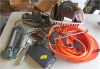 Air hose, belt sander, concrete tools, misc.