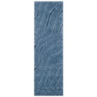 Florida Shag Light Blue/Blue 2 ft. X 7 ft. Rug