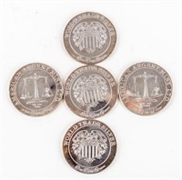 Coin (5) .999 Fine Silver Rounds World Trade