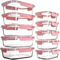10 Pack Glass Food Storage Containers with Lids