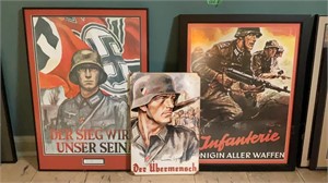 German war, framed prints and metal sign