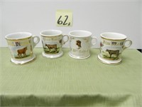 (4) Cow Design Shaving Mugs - Plunkett, Mott,