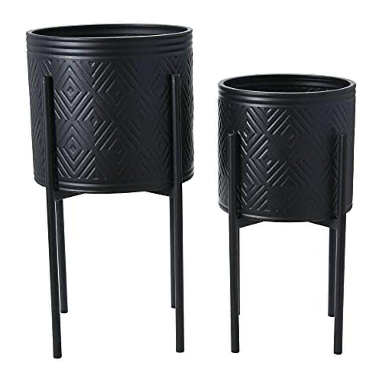 Main + Mesa Modern Boho Embossed Metal Planters