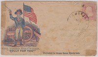 Union Patriotic Cover with US #64 tied on worn cov