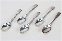 Set of Five Edwardian Sterling Silver Teaspoons