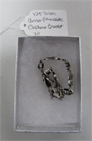 .925 Silver, Garnet, & Marcasite Elephant Bracelet