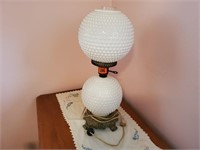 Milk glass globe table lamp