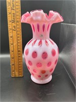 Fenton Coindot Cranberry Vase